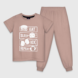 Пижама хлопковая детская Еда сон бокс, цвет: пыльно-розовый