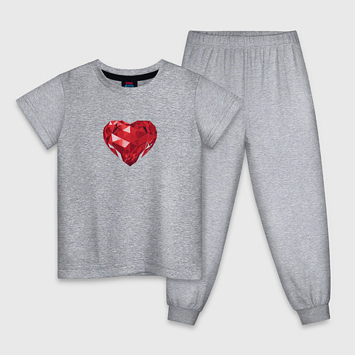 Детская пижама Красное рубиновое сердце / Меланж – фото 1
