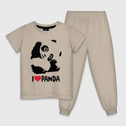 Пижама хлопковая детская I love panda, цвет: миндальный