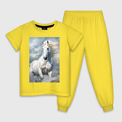 Пижама хлопковая детская Белая лошадь на фоне неба, цвет: желтый
