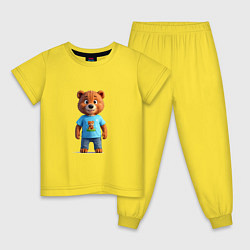 Пижама хлопковая детская Медвежонок улыбается, цвет: желтый