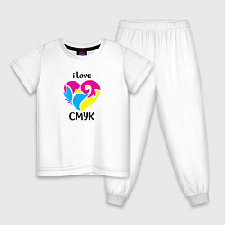 Пижама хлопковая детская I love cmyk, цвет: белый