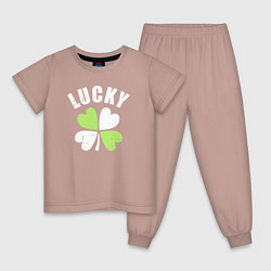 Пижама хлопковая детская Lucky day, цвет: пыльно-розовый