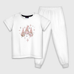 Пижама хлопковая детская Милые гномы с сердечком, цвет: белый