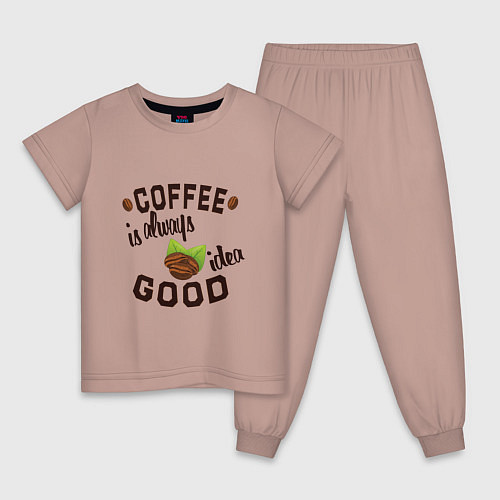 Детская пижама Кофе хорошая идея / Пыльно-розовый – фото 1