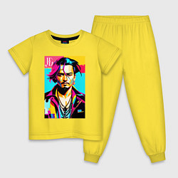 Пижама хлопковая детская Джонни Депп - поп арт, цвет: желтый