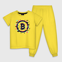 Пижама хлопковая детская Крипта биткоин, цвет: желтый