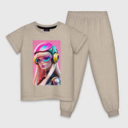 Пижама хлопковая детская Sweet Barbie - cyberpunk, цвет: миндальный