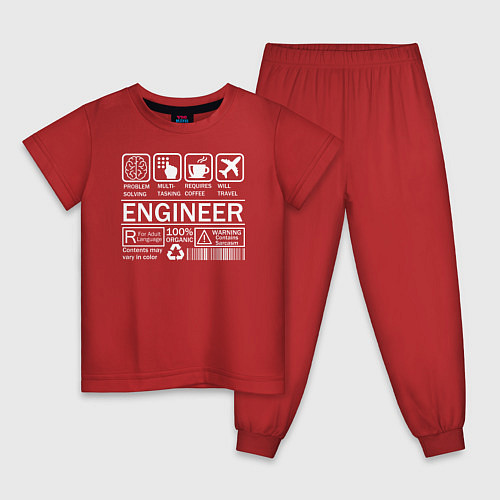 Детская пижама Знаки инженера / Красный – фото 1