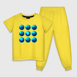Пижама хлопковая детская Крипта логотипы, цвет: желтый