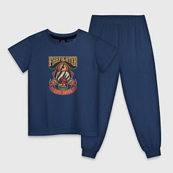 Пижама хлопковая детская Спасатель пожарный, цвет: тёмно-синий