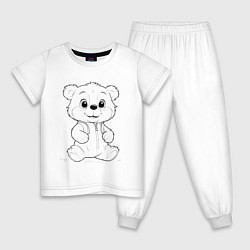 Пижама хлопковая детская Медвежонок сидит, цвет: белый
