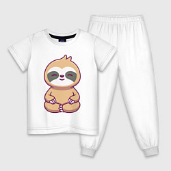 Пижама хлопковая детская Ленивец релакс, цвет: белый
