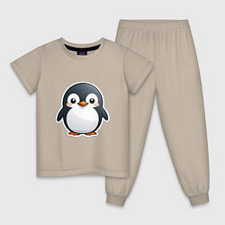 Пижама хлопковая детская Пингвин цыпленок, цвет: миндальный