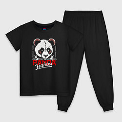 Пижама хлопковая детская Панда боец, цвет: черный