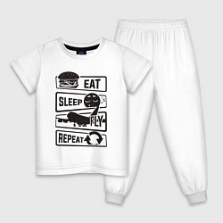 Пижама хлопковая детская Есть спать летать, цвет: белый