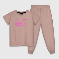 Пижама хлопковая детская Barbie blink, цвет: пыльно-розовый