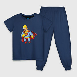 Пижама хлопковая детская Гомер супермен, цвет: тёмно-синий