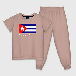 Пижама хлопковая детская Free Cuba, цвет: пыльно-розовый