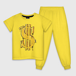 Пижама хлопковая детская Знак денег, цвет: желтый