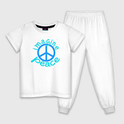 Пижама хлопковая детская Imagine peace, цвет: белый