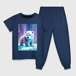 Пижама хлопковая детская Прикольный милый медвежонок, цвет: тёмно-синий