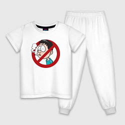 Пижама хлопковая детская No smoking boy, цвет: белый