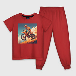 Пижама хлопковая детская Мотокроссмэн, цвет: красный