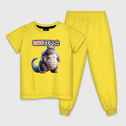 Пижама хлопковая детская Catzilla boss, цвет: желтый