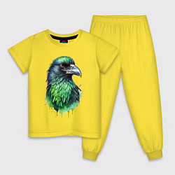 Пижама хлопковая детская Мудрость ворона, цвет: желтый