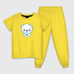Пижама хлопковая детская Белый полярный медвежонок, цвет: желтый