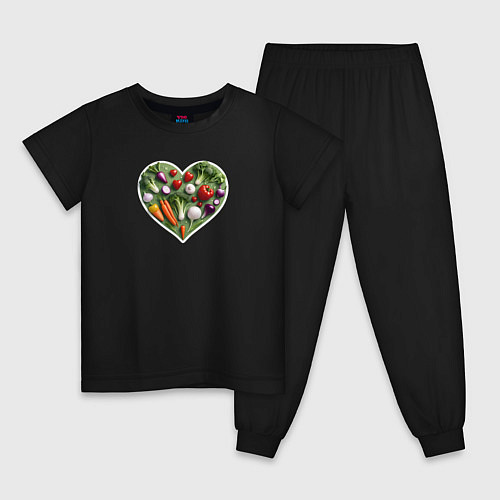 Детская пижама Сердце из овощей / Черный – фото 1