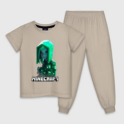 Детская пижама Minecraft зеленая девушка
