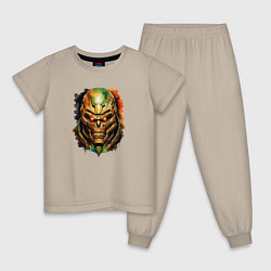 Пижама хлопковая детская Doom slayer skull, цвет: миндальный