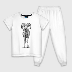 Пижама хлопковая детская Баран анфас, цвет: белый