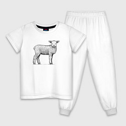 Пижама хлопковая детская Ягненок в профиль, цвет: белый