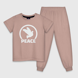 Пижама хлопковая детская Птица мира, цвет: пыльно-розовый