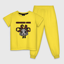 Пижама хлопковая детская Chicken gun clown, цвет: желтый