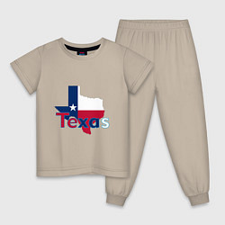 Пижама хлопковая детская Texas, цвет: миндальный