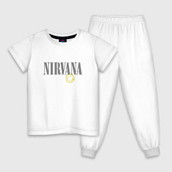 Пижама хлопковая детская Nirvana logo smile, цвет: белый