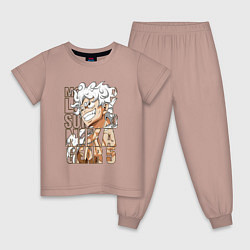 Пижама хлопковая детская Луффи пятый гир, цвет: пыльно-розовый