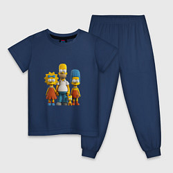 Пижама хлопковая детская Милая семейка симпсонов, цвет: тёмно-синий