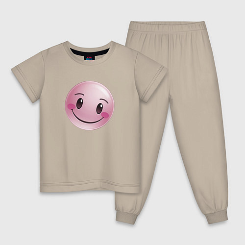 Детская пижама Розовый смайлик / Миндальный – фото 1