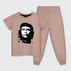 Пижама хлопковая детская Черно-белый силуэт Че Гевара, цвет: пыльно-розовый