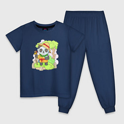 Пижама хлопковая детская Панда монах, цвет: тёмно-синий