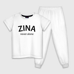 Пижама хлопковая детская Zina never alone - motto, цвет: белый