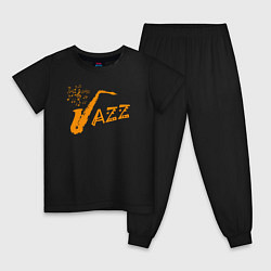 Пижама хлопковая детская Jazz sax, цвет: черный