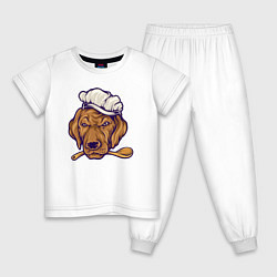Пижама хлопковая детская Chef dog, цвет: белый