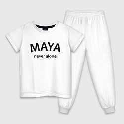 Пижама хлопковая детская Maya never alone- motto, цвет: белый