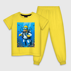 Пижама хлопковая детская Homer diving - ai art, цвет: желтый